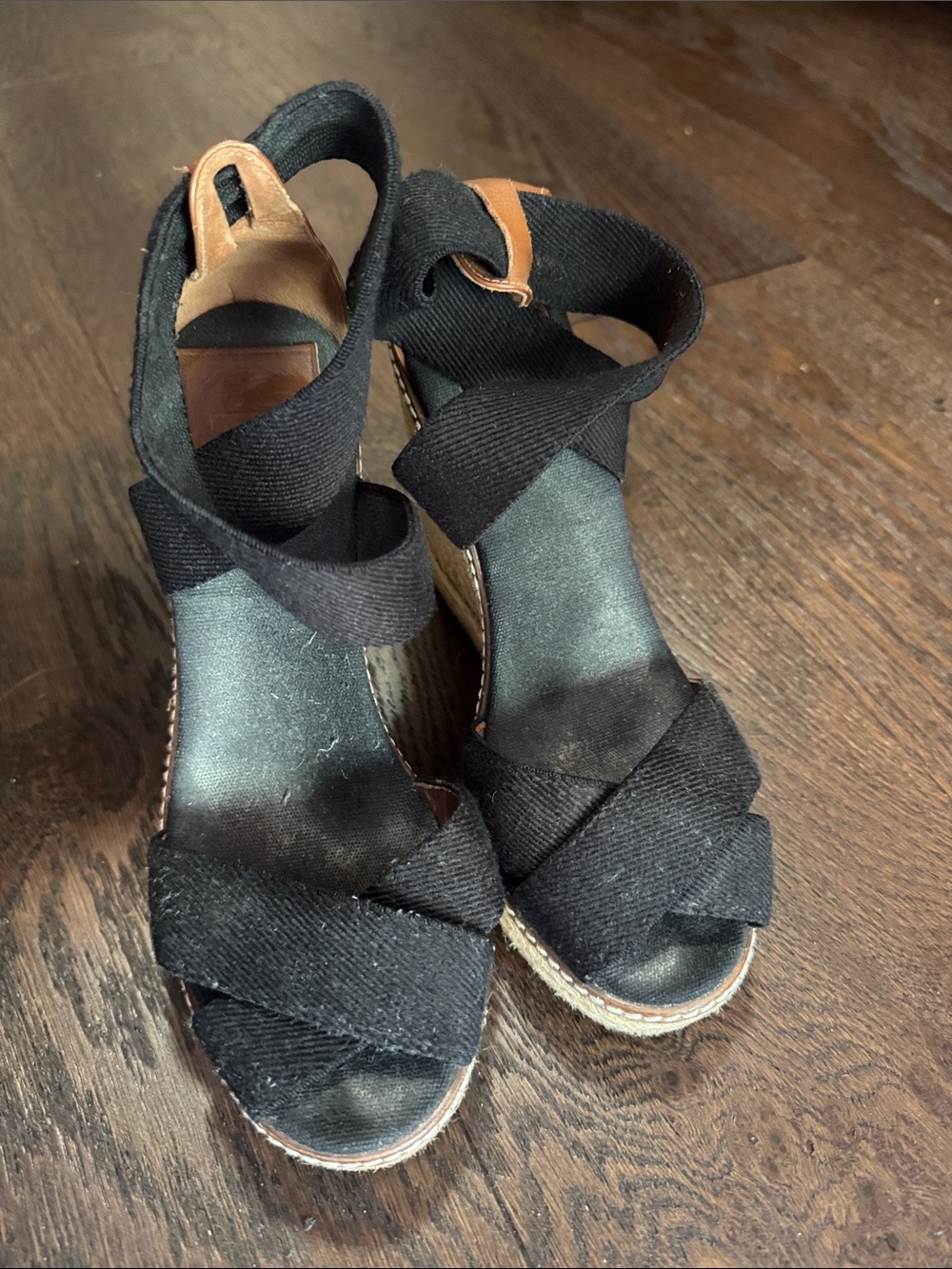 Tory Burch Women’s Black Crisscross Espadrille Wedge Sandals